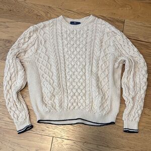 100% Cotton Vineyard Vines Men's Ivory Cable Knit Sweater SHEP & IAN